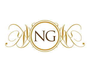 Fototapeta na wymiar NG Luxury ornament initial Logo