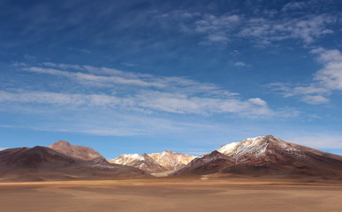 Fototapeta na wymiar Snow peaks of the Andes.. mountains in Bolivia