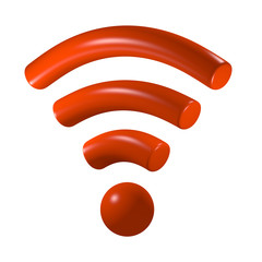 3D orange wifi icon isolated on white