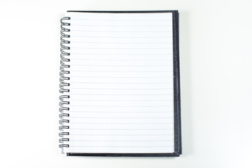 The black notebook with ruled paper