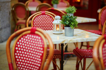 Tables of a Parisian outdoor cafe