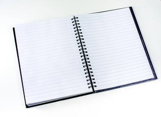 The black notebook with ruled paper