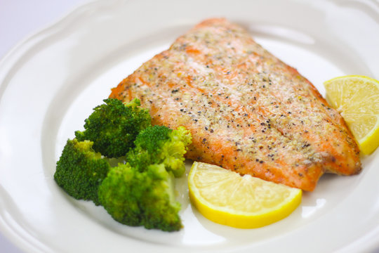 Healthy Salmon Dinner - Stock Image