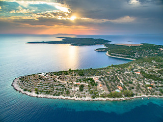 Croatia Sunset, Uvala Gradina, Vela Luka, Korcula, Aerial View / Zračni pogled