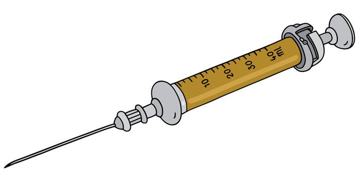 Old glass syringe / Hand drawing
