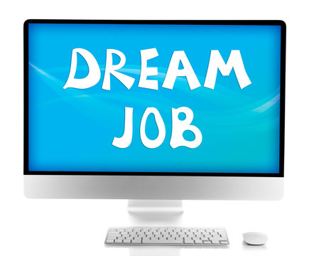Dream job concept. Modern computer isolated on white