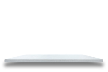 Empty top of white wooden table or counter isolated on white bac