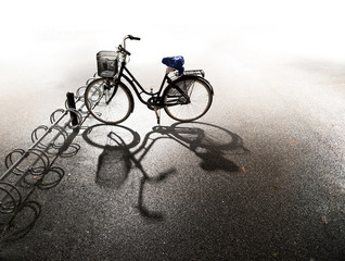 Fototapeta na wymiar Bike parked in bicycle rack