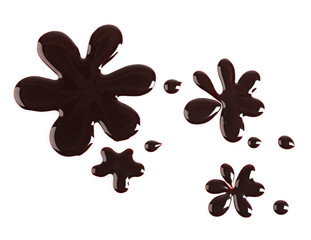Silhouette of drawn chocolate flowers, isolated on white