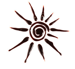 Obraz premium Silhouette of drawn chocolate sun, isolated on white
