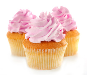 Tasty cupcakes, isolated on white