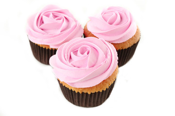 Tasty cupcakes, isolated on white