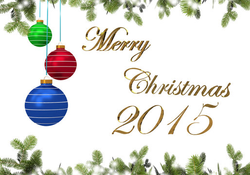 Christmas ball white background with merry Christmas Text  2015