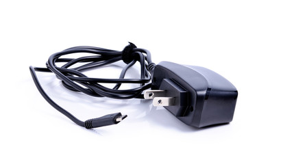 Battery charger on white background