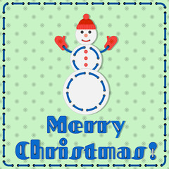 Fototapeta na wymiar Handmade christmas snowman gift card
