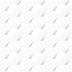 White geometric hexagon background seamless pattern with shadow