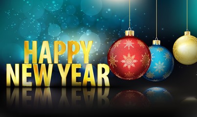 Happy new year with balls background