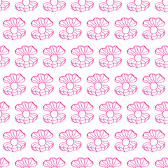 Open oyster with pearl seamless pattern