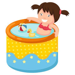 Obraz na płótnie Canvas A girl in inflatable pool