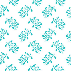 blue underwater seaweed seamless pattern background