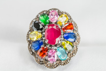 Old Silver Ring with gemstone.