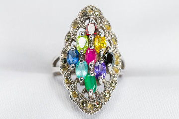 Old Silver Ring with gemstone.