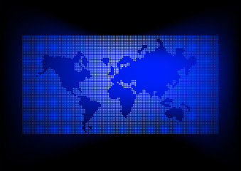 World map with dark blue background