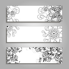 Vector banner templates set with floral elements.
