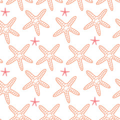 Starfish line art seamless pattern background