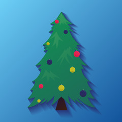 Vector icons with Christmas tree with decorations 