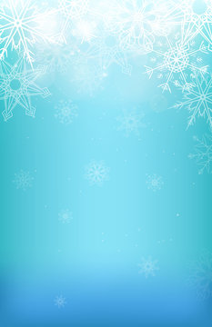 Winter background with snowflakes, sparkles 