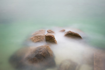 Sea and reef, long exposure shot.