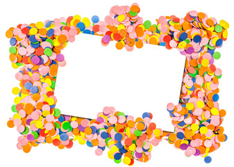  bristol blanc sous confettis multicolores