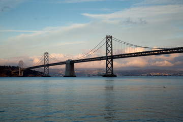Fototapeta na wymiar Bay Bridge from Pier 14, San Francisco, Sunset