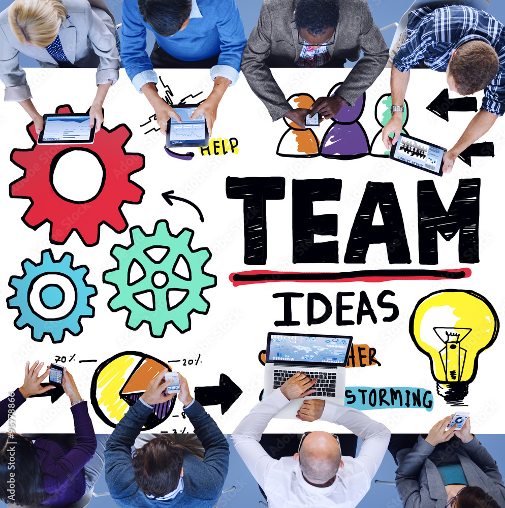 Poster teamwork team collaboration connection togetherness unity concep