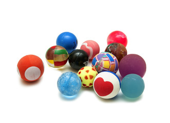Multi-colored small balls on a white background