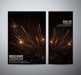 Abstract Fireworks Brochure. business design template or roll up. Vector Illustration