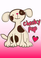 Cheeky pup embroidery with heart