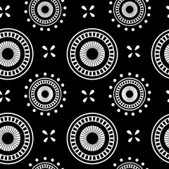Circle geometric seamless pattern on a black background