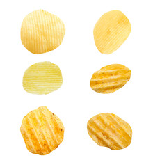potato chips isolated on white background