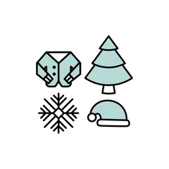 winter line icon set