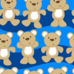 Cute teddy bears in a seamless pattern