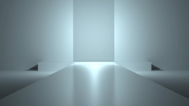 Fashion podium, empty white interior 