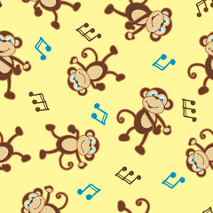 Dancing monkey to music seamless pattern © adamfaheydesigns