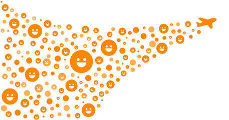 Happy Traveling by Plane icon Vector