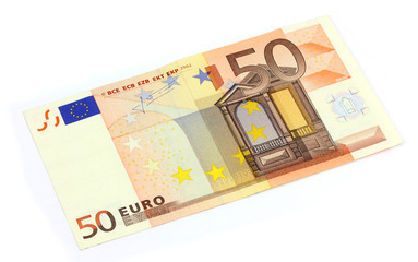 50 euro banknote isolated on white