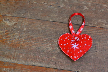 Handmade felt Christmas heart toy 