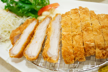 breaded pork cutlet, japanese food style tonkatsu