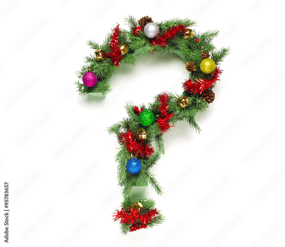 Wall mural collection of decorated christmas tree letters and numbers