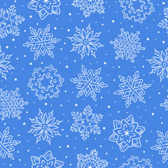 Snowflakes seamless pattern. Winter vector background